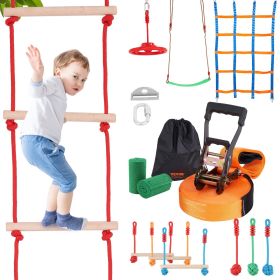 VEVOR Ninja Warrior Obstacle Course for Kids, 50 ft Weatherproof Slacklines, 500lbs Weight Capacity Monkey Line, Outdoor Playset Equipment