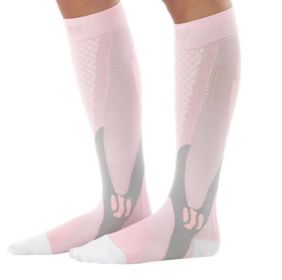 Compression Socks For Men&Women Best Graduated Athletic Fit For Running Flight Travel Boost Stamina Circulation&Recovery Socks (Option: Pink-L XL)