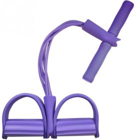 Natural Latex Foot Pedal Elastic Pull Rope with Handle Fitness Equipment Bodybuilding Expander (Color: Purple)