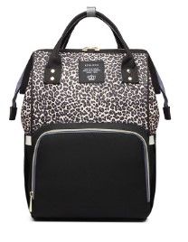 Large Capacity Diaper Bag Mummy Nursing Nappy Backpacks Travel Baby (Option: Leopard brown no USB)