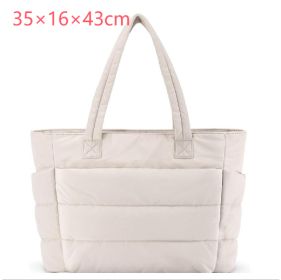 Women's Cotton Handbag Large Zipper Travel Essential (Option: Beige-35x16x43cm)