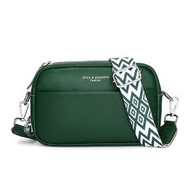 Fashion Simple Shoulder Messenger Bag Top Layer Cowhide Small Square Bag (Color: green)