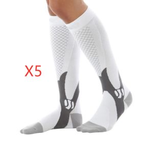 Compression Socks For Men&Women Best Graduated Athletic Fit For Running Flight Travel Boost Stamina Circulation&Recovery Socks (Option: White 5PC-S M)