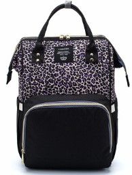 Large Capacity Diaper Bag Mummy Nursing Nappy Backpacks Travel Baby (Option: Leopard purple no USB)