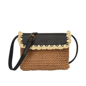 Women's Straw Mori Style Western Style All-matching Beach Crossbody Bag (Option: Brown With Black)