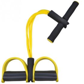 Natural Latex Foot Pedal Elastic Pull Rope with Handle Fitness Equipment Bodybuilding Expander (Color: YELLOW)