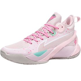 New couple basketball shoes men's sports shoes women's breathable cushioning non-slip wear-resistant gym training sports shoes (Color: Pink, size: 43)