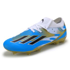 New men's and women's outdoor spike football shoes sports shoes youth training shoes competition shoes (Color: Blue/spike, size: 39)