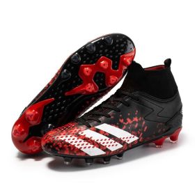 New high top football shoes men's and women's TF broken nails middle school students AG long nails sports training game football shoes (Color: Black (spike), size: 38)