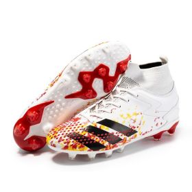 New high top football shoes men's and women's TF broken nails middle school students AG long nails sports training game football shoes (Color: White (spike), size: 36)