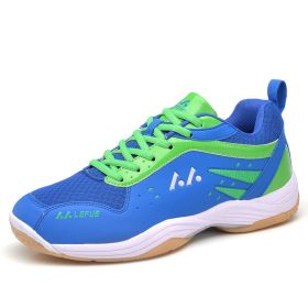 Men's new outdoor professional badminton shoes comfortable breathable fashion men's sports shoes (Color: Light blue grass green, size: 43)