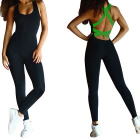 Women  Sports YOGA Workout Gym Fitness Jumpsuit (Color: green, size: XXL)