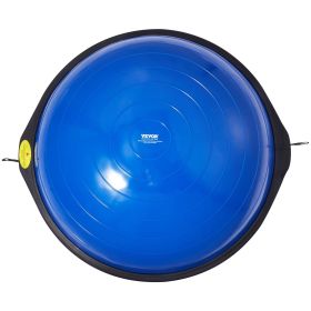 VEVOR Half Exercise Ball Trainer, 26 inch Balance Ball Trainer, 1500lbs Capacity Stability Ball, Yoga Ball with Resistance Bands & Foot Pump (Top Non-Slip Texture: Wavy Pattern, Color: Blue)